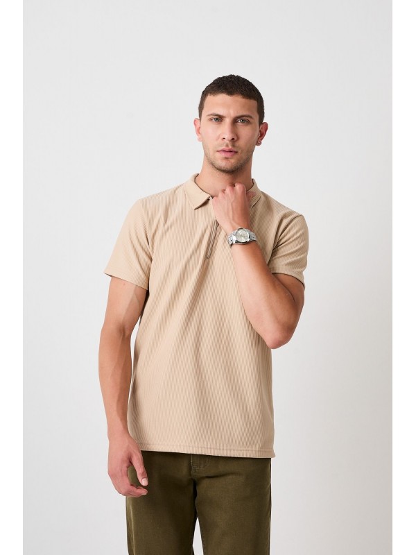 Krem Polo Yaka Tişört